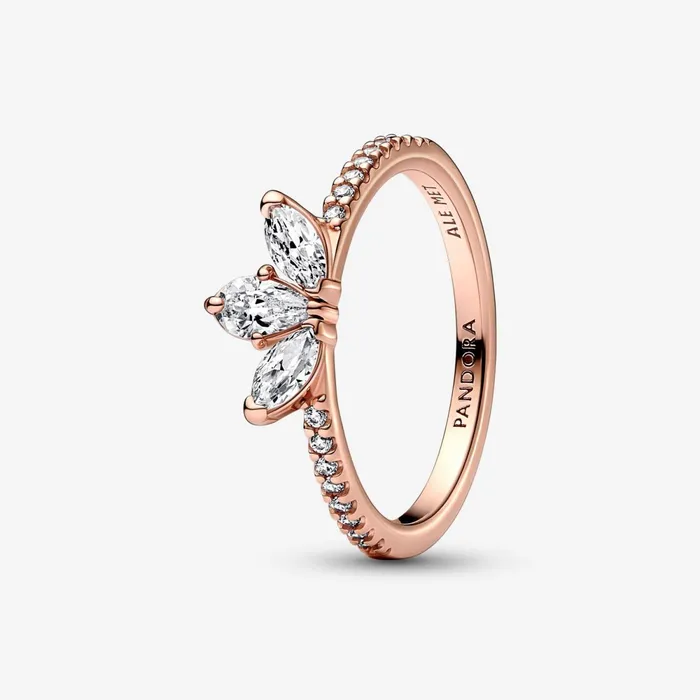 Stackable Rings Women Pandora Sparkling Herbarium Cluster Ring Rose Gold Plated