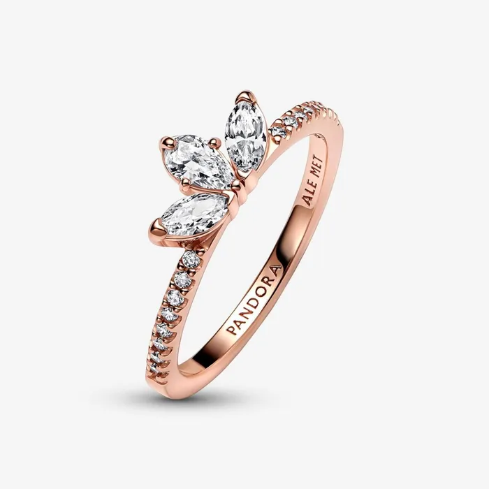 Stackable Rings Women Pandora Sparkling Herbarium Cluster Ring Rose Gold Plated