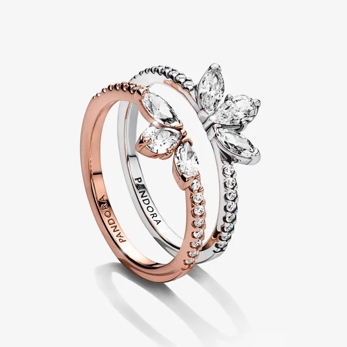Stackable Rings Women Pandora Sparkling Herbarium Ring Set