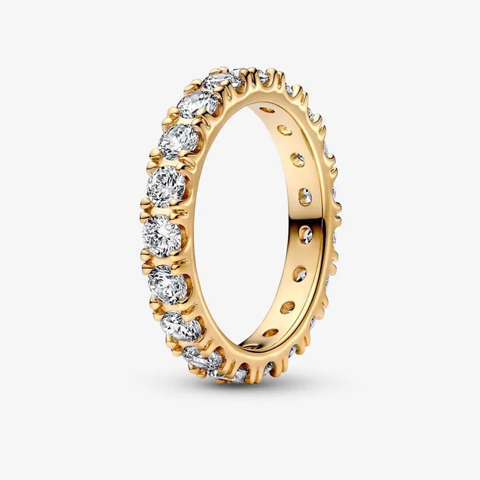 Stackable Rings Women Pandora Sparkling Row Eternity Ring Gold Plated