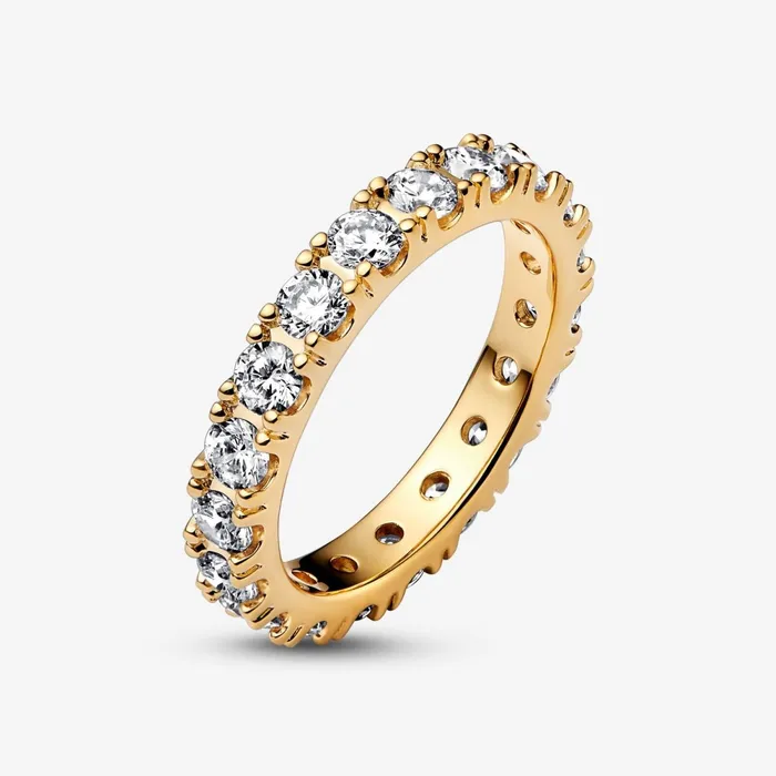 Stackable Rings Women Pandora Sparkling Row Eternity Ring Gold Plated