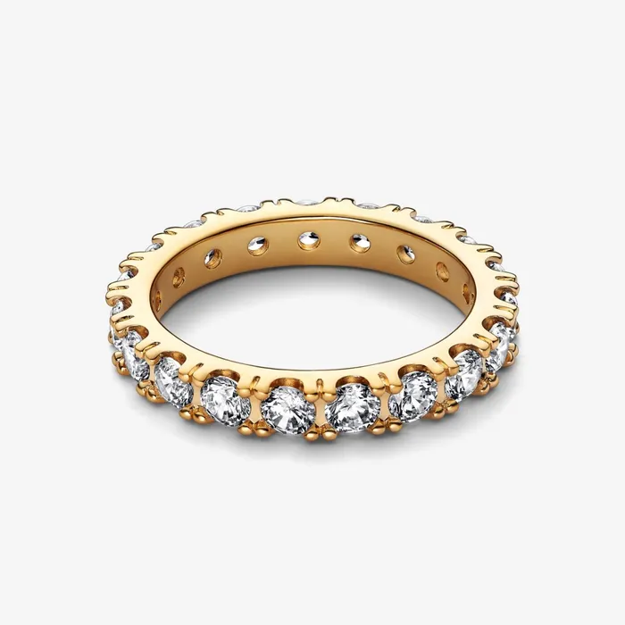 Stackable Rings Women Pandora Sparkling Row Eternity Ring Gold Plated