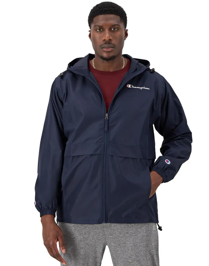 Stadium FullZip Jacket Script Logo Navy Men Champion Jackets