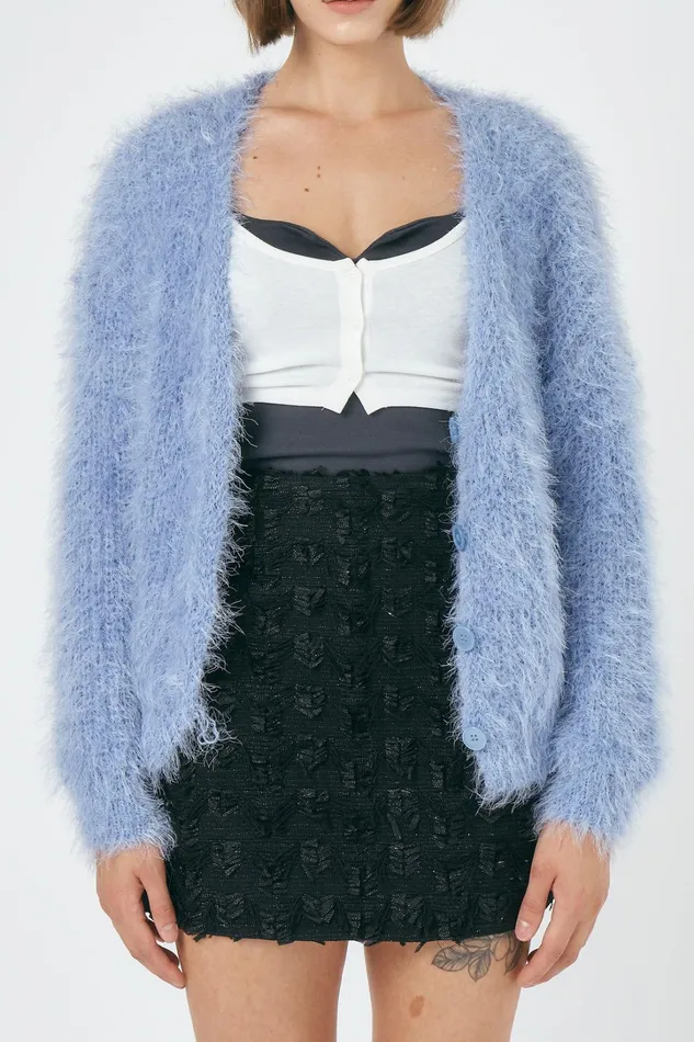 Storets Adalee Fuzzy Carid Jacket Women Sweaters and Knitwears