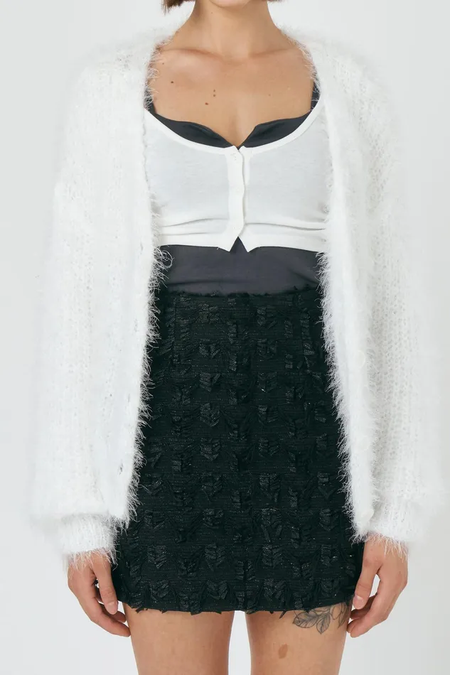 Storets Adalee Fuzzy Carid Jacket Women Sweaters and Knitwears
