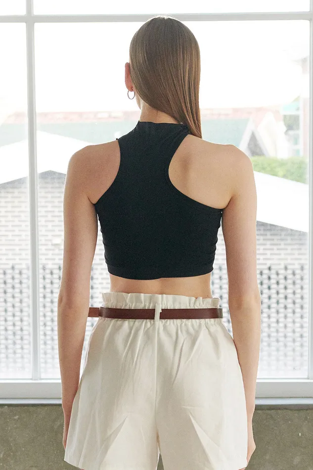 Storets Aerynn Asymmetric Cutout Top Women Crop Tops