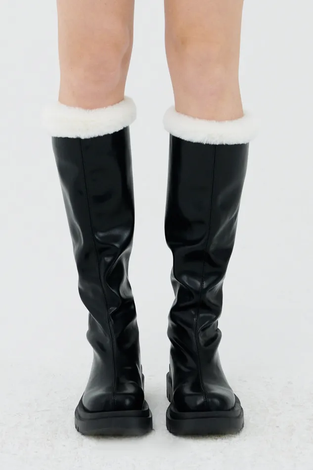 Storets Andrea Faux Fur Trim High Boots Women Shoes