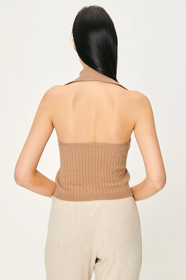 Storets Avery Knitted Halter Neck Top Women Tops