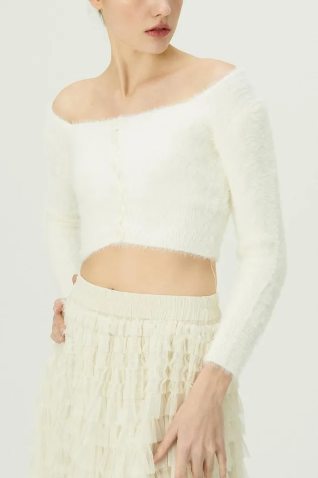 Storets Carmen Fuzzy Crop Cardigan Women Cardigan