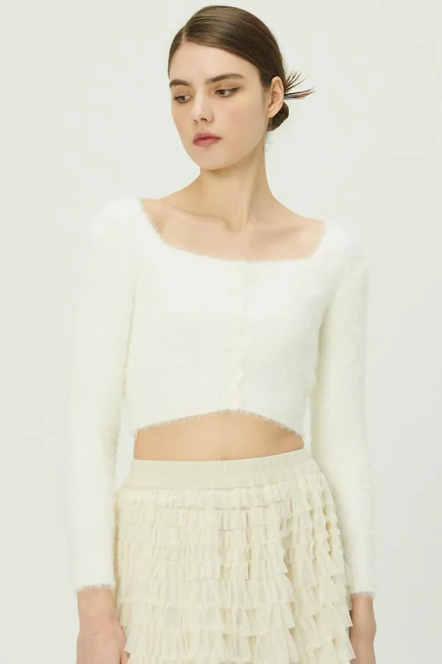 Storets Carmen Fuzzy Crop Cardigan Women Cardigan