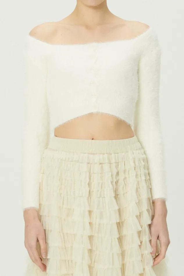 Storets Carmen Fuzzy Crop Cardigan Women Cardigan