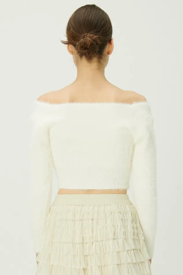Storets Carmen Fuzzy Crop Cardigan Women Cardigan