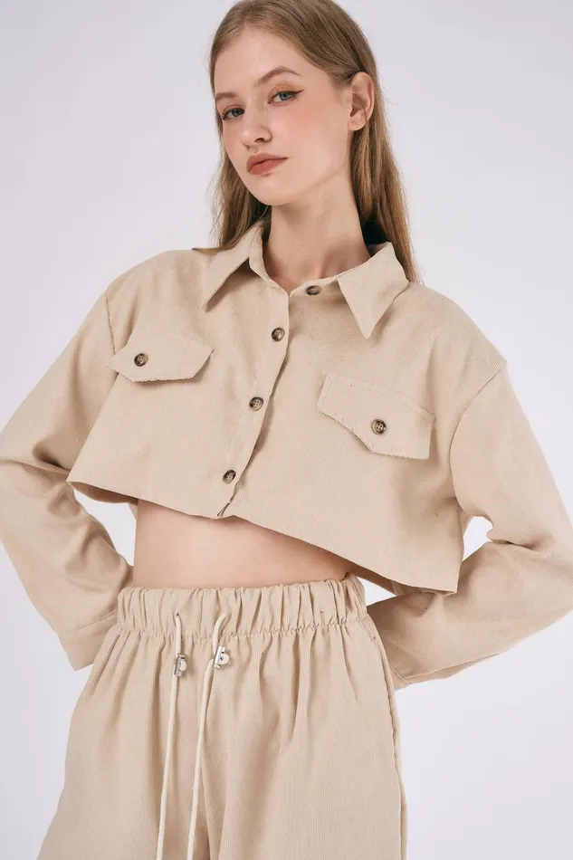 Storets Emery Cord Cropped JacketShirt Women Shirts and Blouses