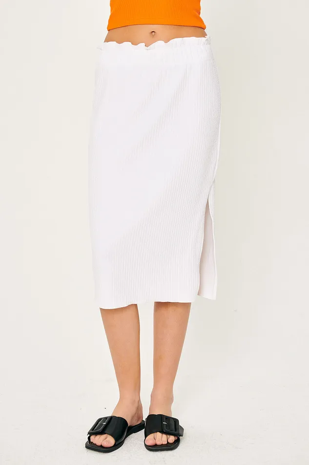 Storets Gabriela Lettuce Hem Midi Skirt Women Skirts