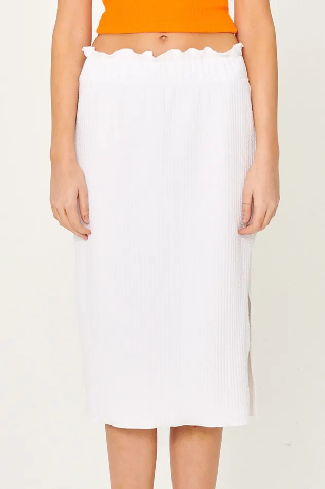 Storets Gabriela Lettuce Hem Midi Skirt Women Skirts