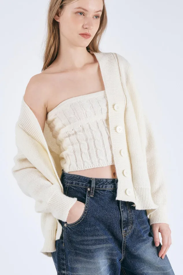 Storets Hallie Knitted Top and Cardi Set Women Sweaters and Knitwears