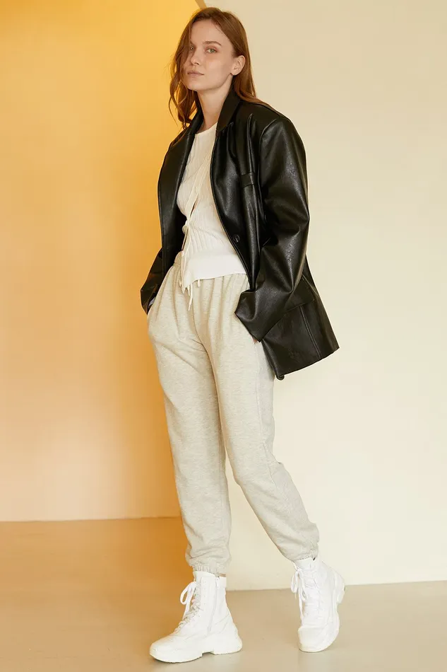 Storets Joan Faux Leather Oversized Blazer Women Blazer