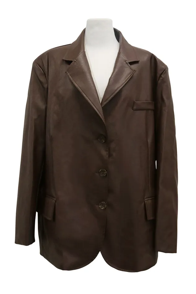 Storets Joan Faux Leather Oversized Blazer Women Blazer
