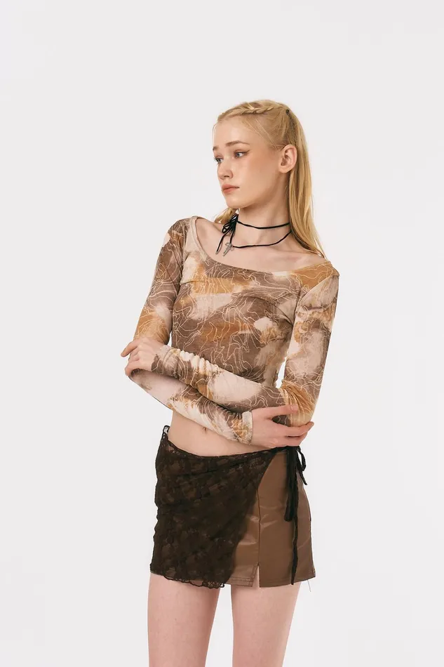 Storets Josh Lace Overlay Pleather Skirt Women Skirts