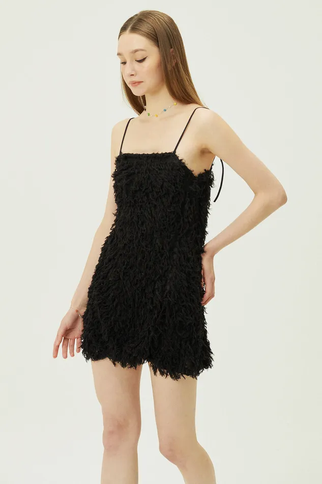 Storets Liane Faux Feather Dress Women Mini Dresses