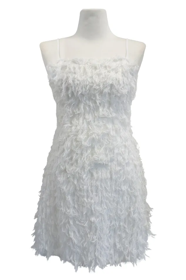 Storets Liane Faux Feather Dress Women Mini Dresses