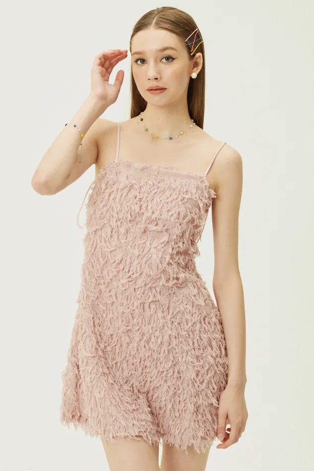Storets Liane Faux Feather Dress Women Mini Dresses