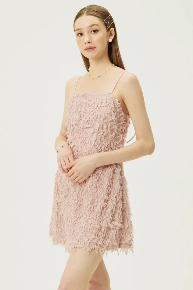 Storets Liane Faux Feather Dress Women Mini Dresses