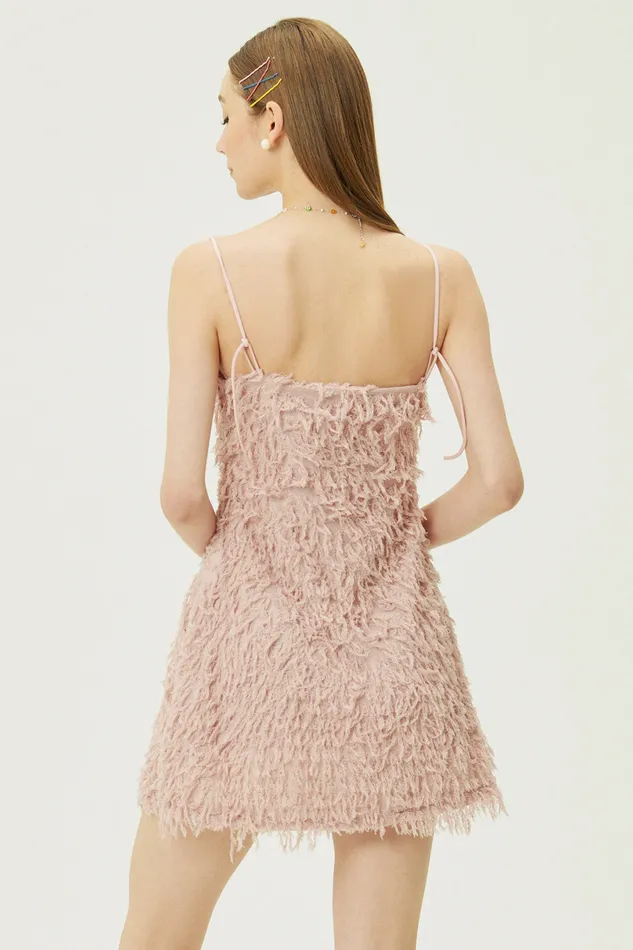 Storets Liane Faux Feather Dress Women Mini Dresses