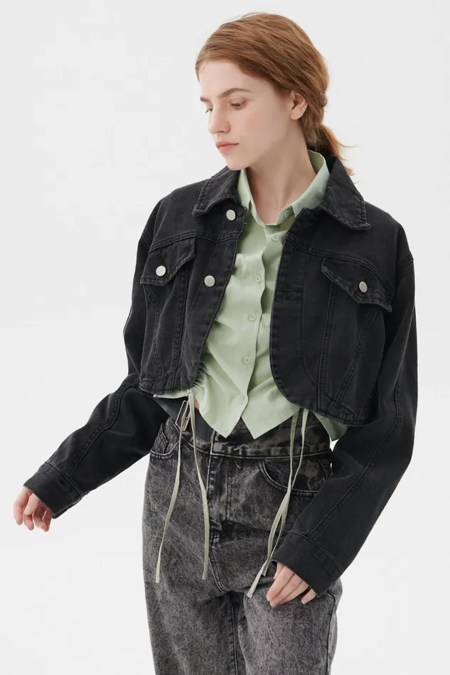 Storets Lindsey Denim Cropped Jacket Women Crop Tops Storets Lindsey Denim Cropped Jacket Women Crop Tops