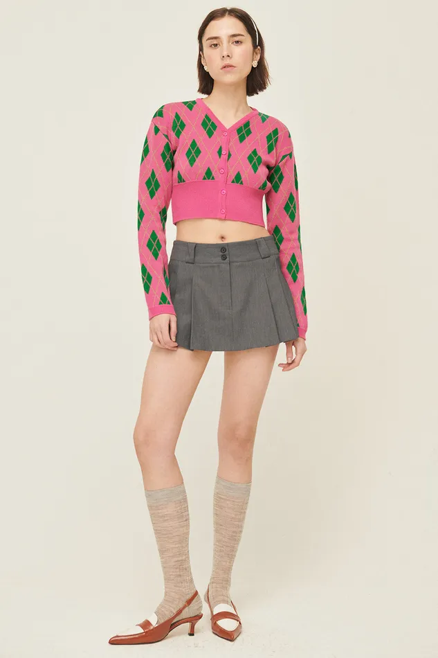 Storets Loretta Highteen Argyle Cardigan Women Sweaters and Knitwears