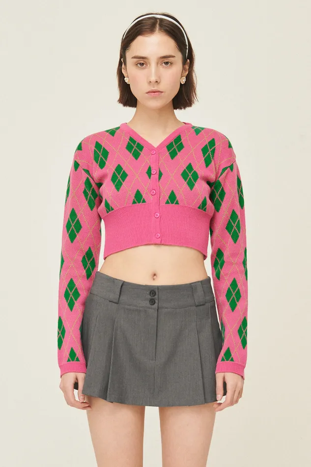 Storets Loretta Highteen Argyle Cardigan Women Sweaters and Knitwears