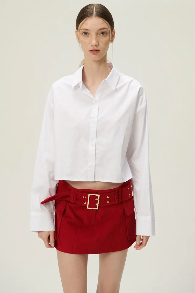 Storets Lucy Open Back Crop Shirt Women Crop Tops
