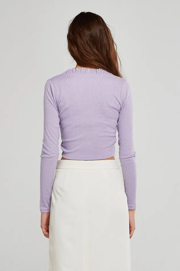 Storets Luna Ruffle Trim Cropped Cardigan Women Cardigan