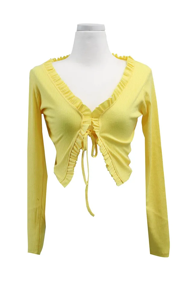Storets Luna Ruffle Trim Cropped Cardigan Women Cardigan