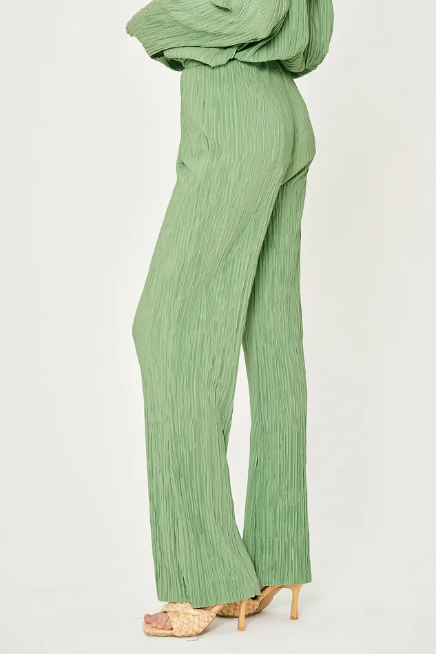 Storets Maria Flared Leg Plisse Pants Women Trousers