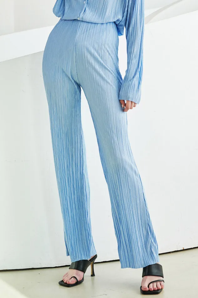 Storets Maria Flared Leg Plisse Pants Women Trousers