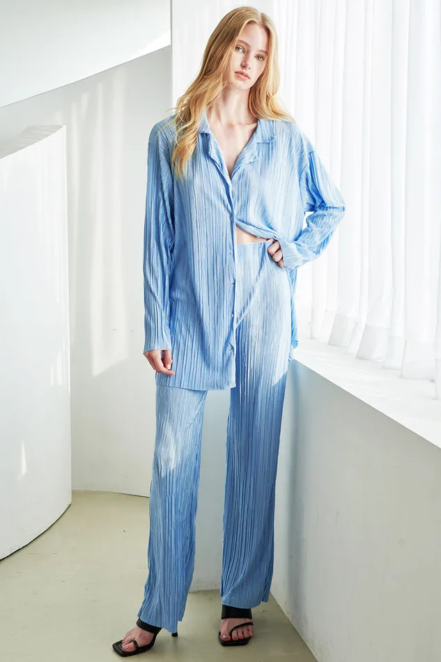 Storets Maria Flared Leg Plisse Pants Women Trousers