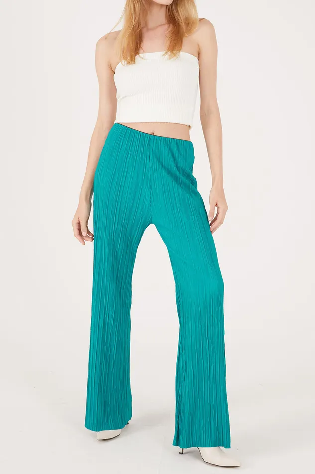 Storets Maria Flared Leg Plisse Pants Women Trousers