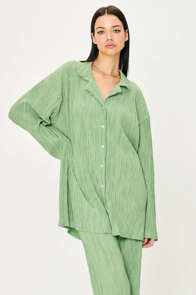 Storets Maria Oversized Plisse Shirt Women Shirts and Blouses