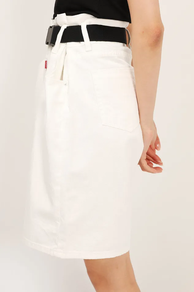 Storets Olive Paperbag Waist Belted Shorts Women Jeans