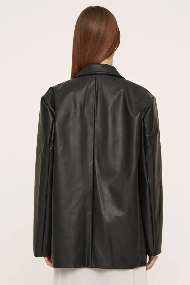 Storets Peyton Pleather Overfit Blazer Women Blazer Storets Peyton Pleather Overfit Blazer Women Blazer