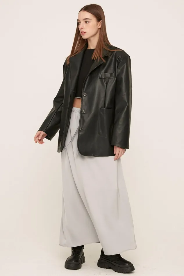 Storets Peyton Pleather Overfit Blazer Women Blazer Storets Peyton Pleather Overfit Blazer Women Blazer