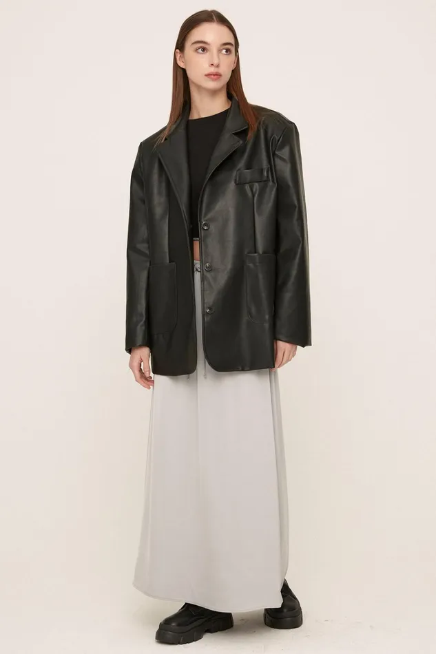 Storets Peyton Pleather Overfit Blazer Women Blazer Storets Peyton Pleather Overfit Blazer Women Blazer