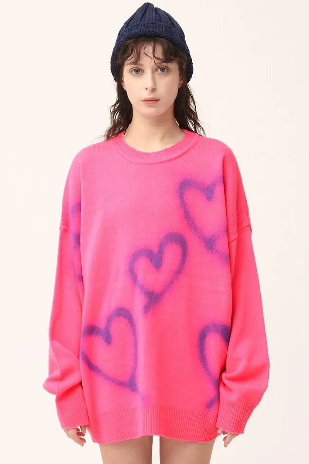 Storets Raya Heart Printed SweaterDress Women Sweaters and Knitwears Storets Raya Heart Printed SweaterDress Women Sweaters and Knitwears