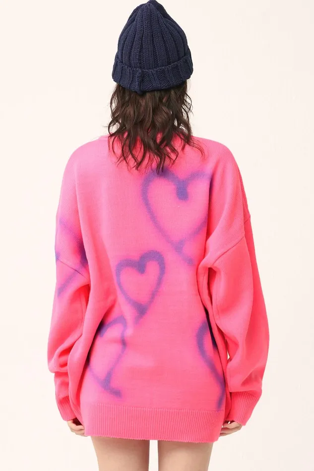 Storets Raya Heart Printed SweaterDress Women Sweaters and Knitwears Storets Raya Heart Printed SweaterDress Women Sweaters and Knitwears