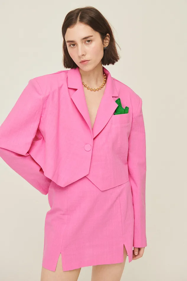 Storets Sabrina Cropped Handkerchief Blazer Women Blazer
