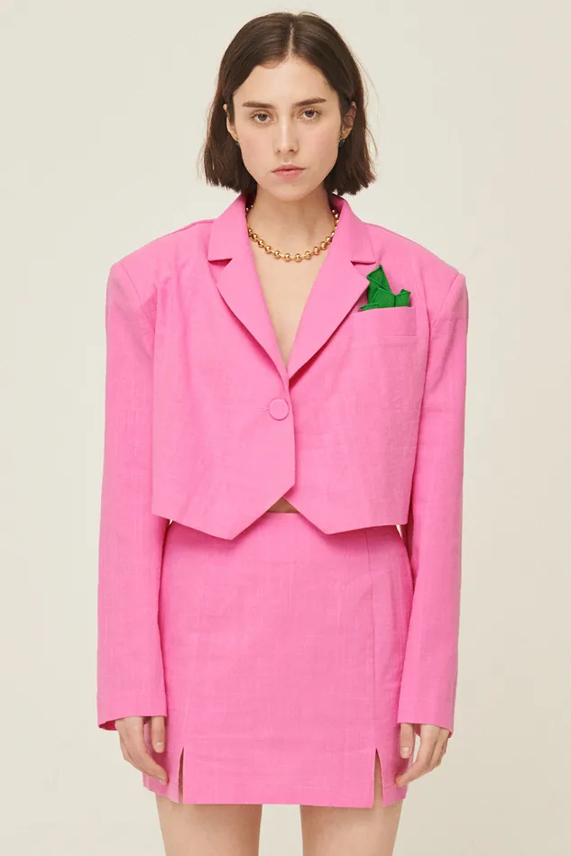 Storets Sabrina Cropped Handkerchief Blazer Women Blazer