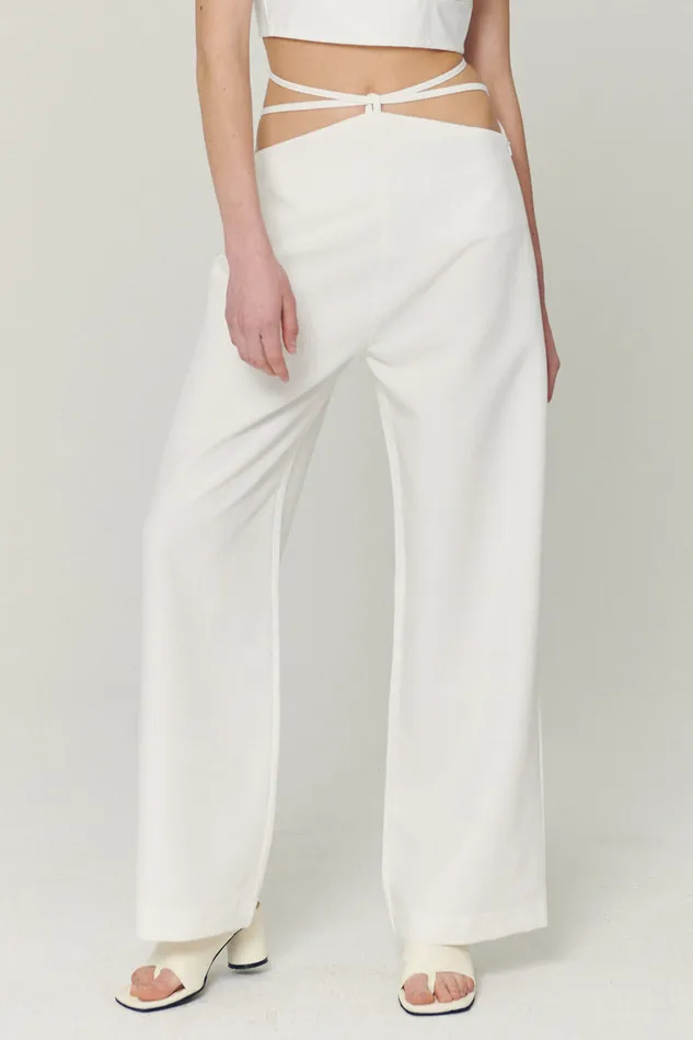 Storets Thea Wide Leg String Pants Women Trousers