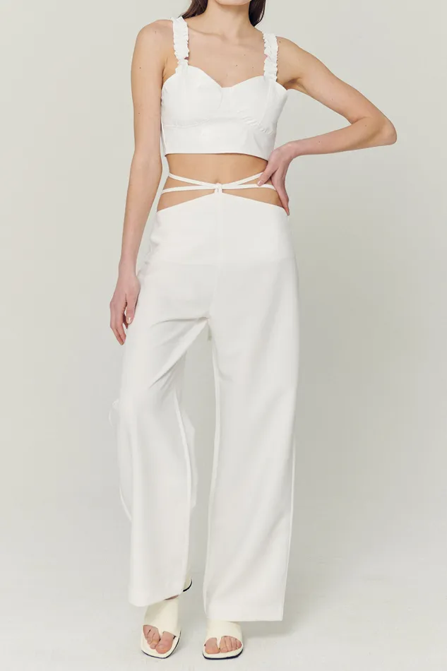 Storets Thea Wide Leg String Pants Women Trousers