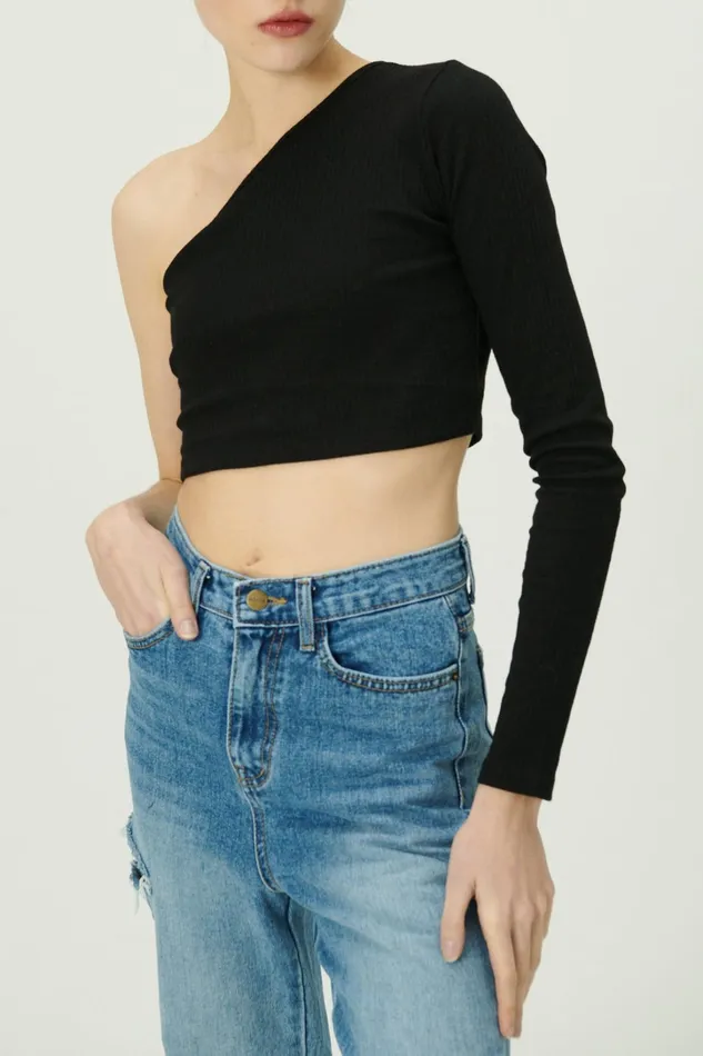Storets Valen One Shoulder Crop Top Women Tops